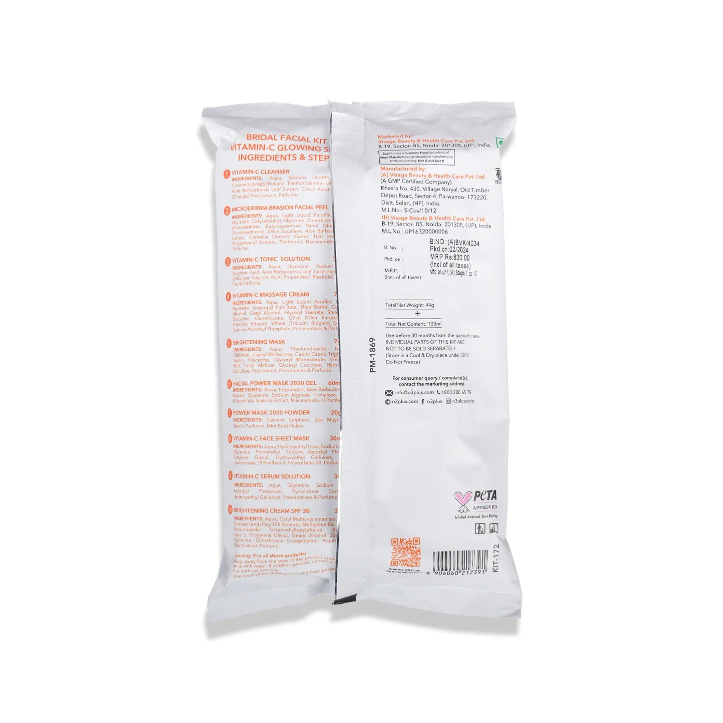 O3+ Bridal Facial Kit Vitamin C Glowing Skin (136gm)