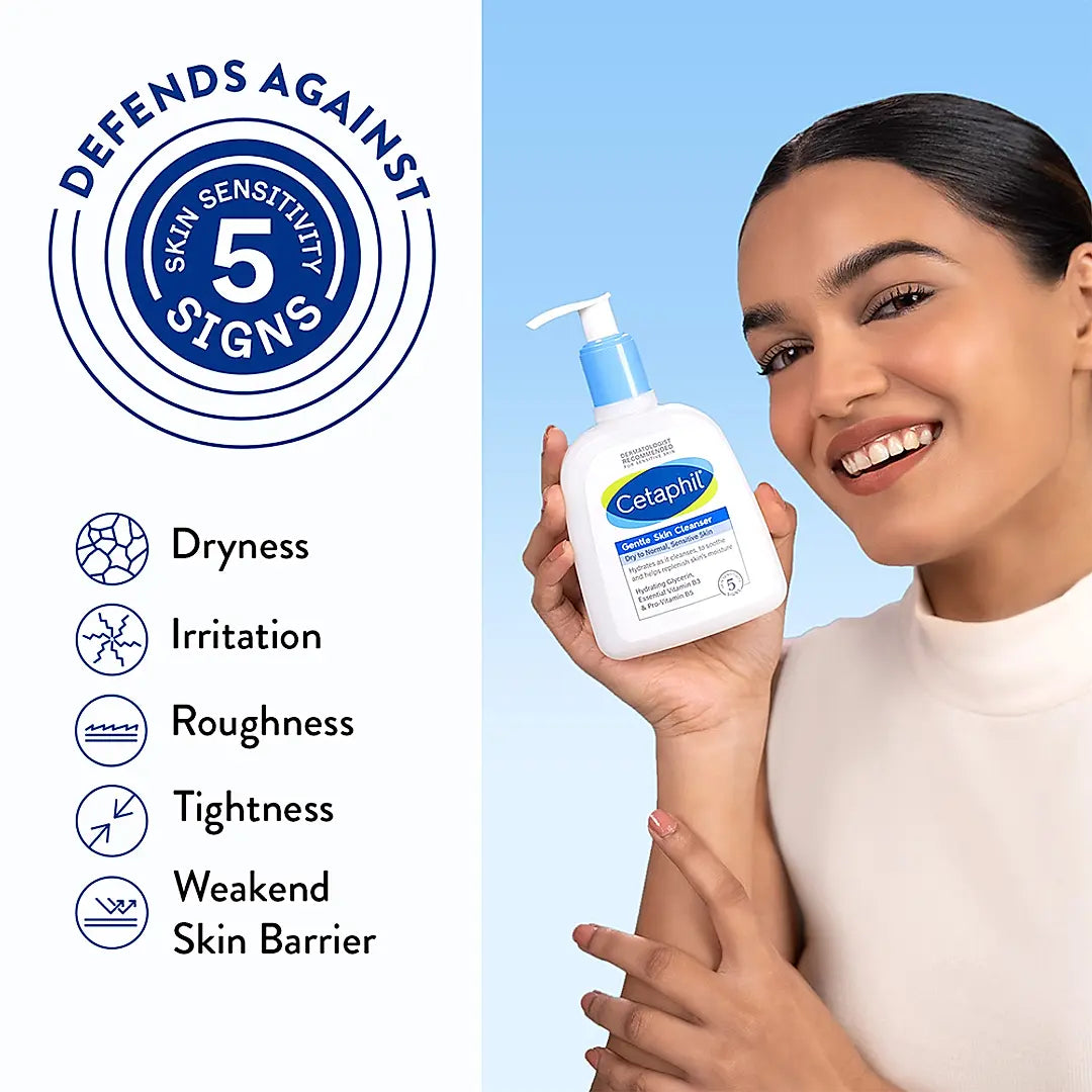 CETAPHIL Gentle Skin Cleanser 250ml with Niacinamide and Pro-Vitamin B5 | Dermatologist Recommended for Dry to Normal Sensitive Skin