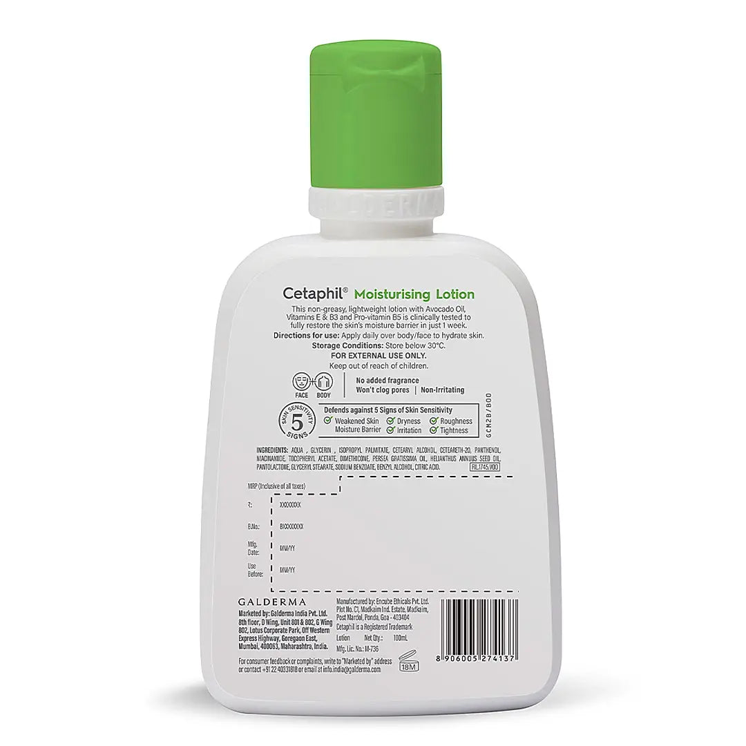 CETAPHIL Moisturising Lotion 100ml with Niacinamide and Pro-Vit B5 | Dermatologist Recommended for Dry to Normal Sensitive Skin