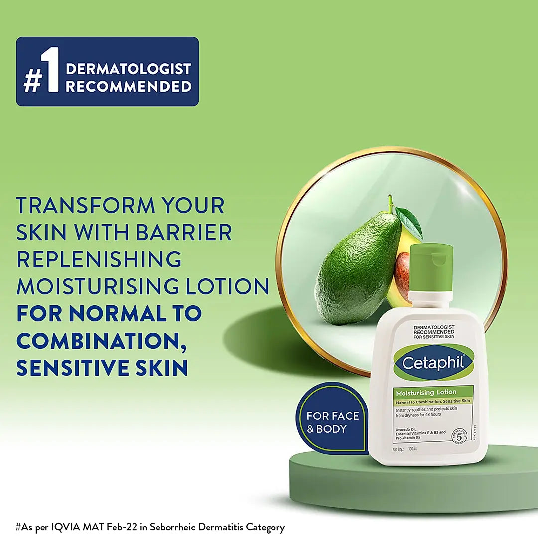 CETAPHIL Moisturising Lotion 100ml with Niacinamide and Pro-Vit B5 | Dermatologist Recommended for Dry to Normal Sensitive Skin