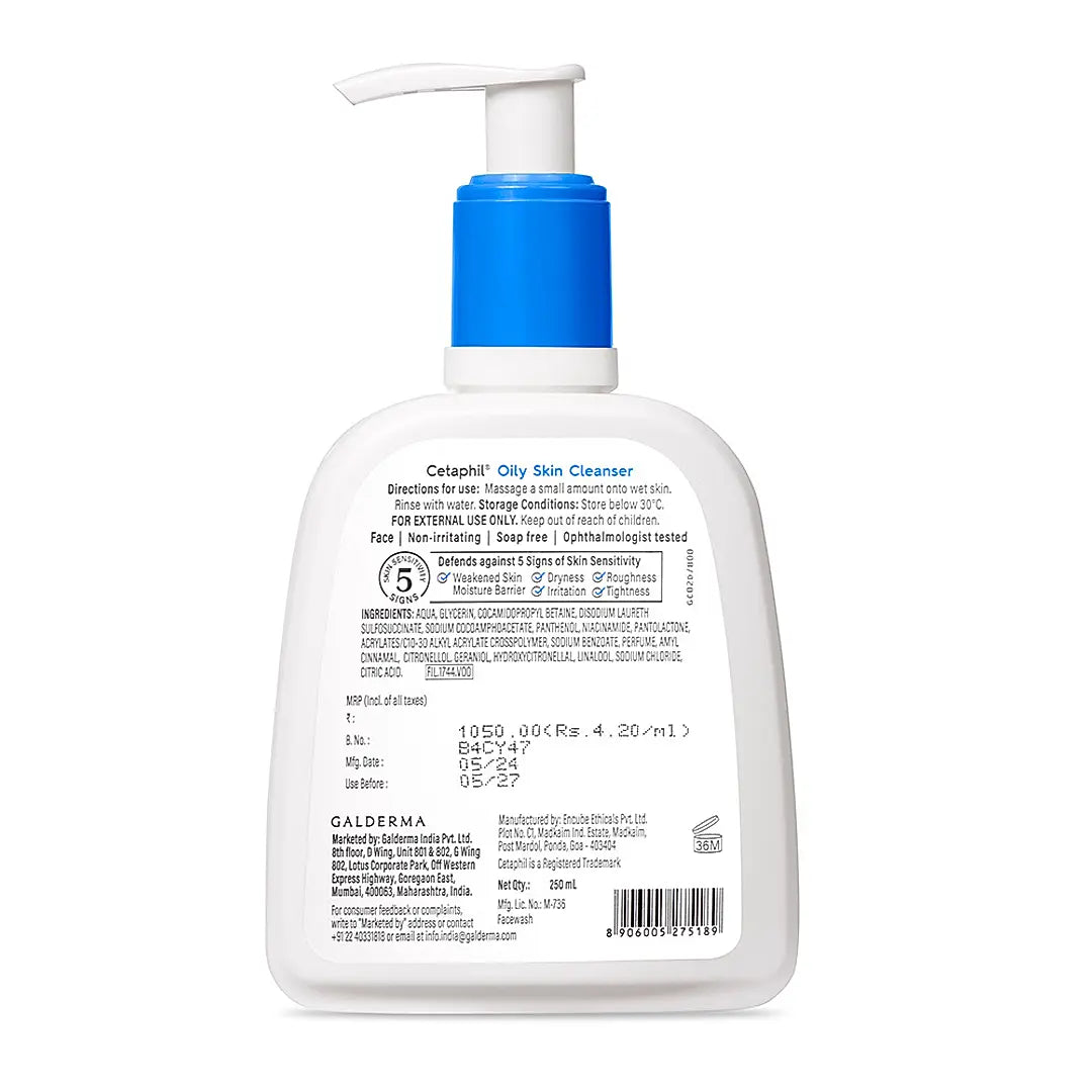 CETAPHIL Cetaphil Oily Skin Cleanser 250ml | Dermat Recommended| Combination to Oily Skin