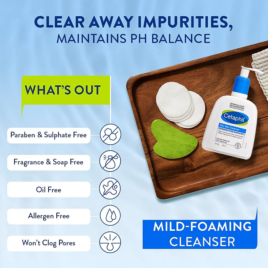 CETAPHIL Cetaphil Oily Skin Cleanser 250ml | Dermat Recommended| Combination to Oily Skin