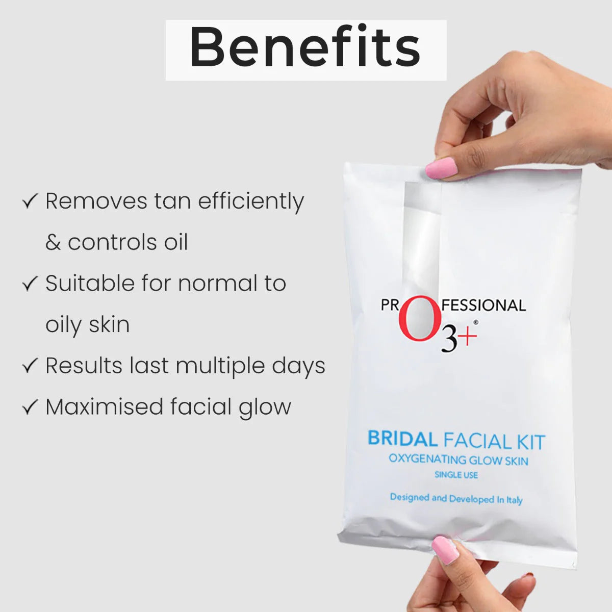O3+ Bridal Facial Kit Oxygenating Glow Skin For Acne (81g, Single Use)