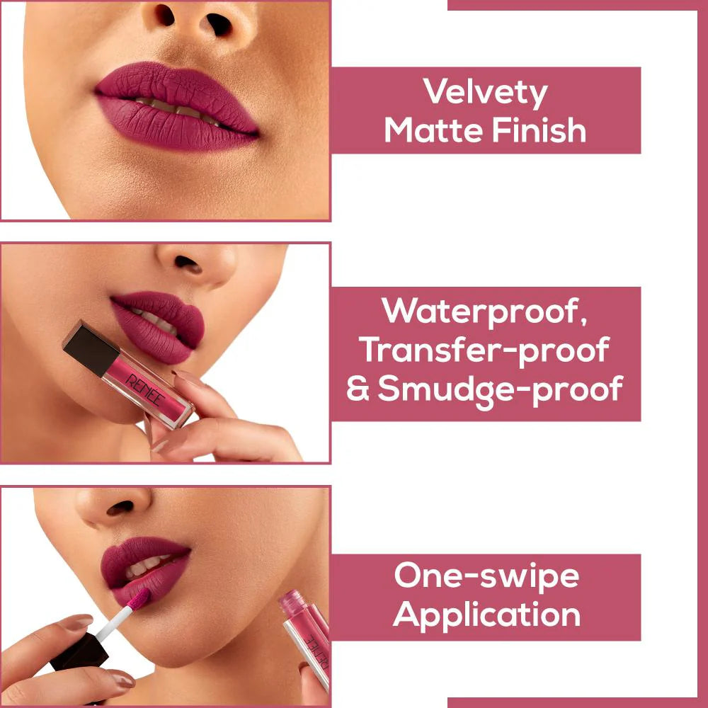 RENEE Stay Forever Matte Liquid Lipsticks Combo of 10, 1ml each