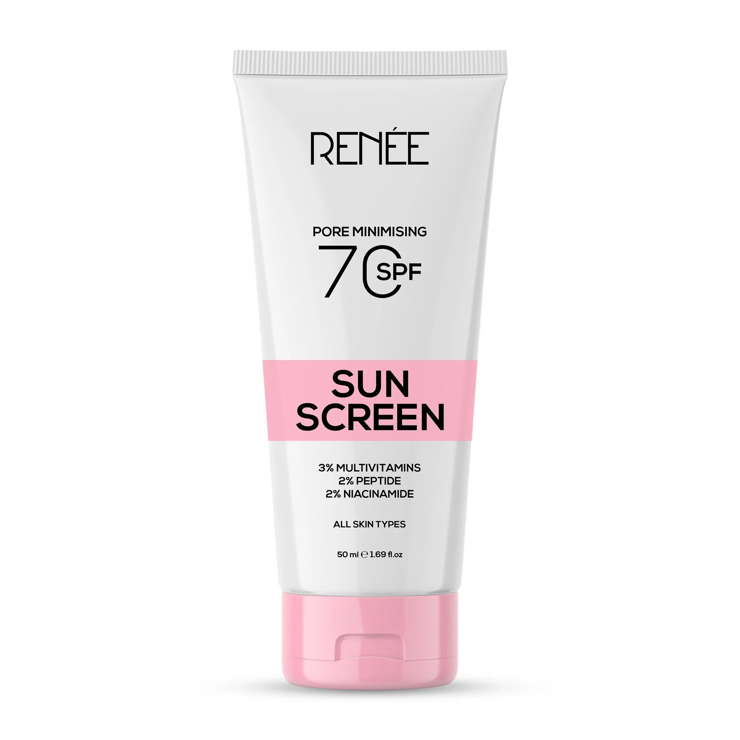 RENEE Pore Minimising Sunscreen SPF 70 with 3% multivitamins, 2% Peptides and 2% Niacinamide