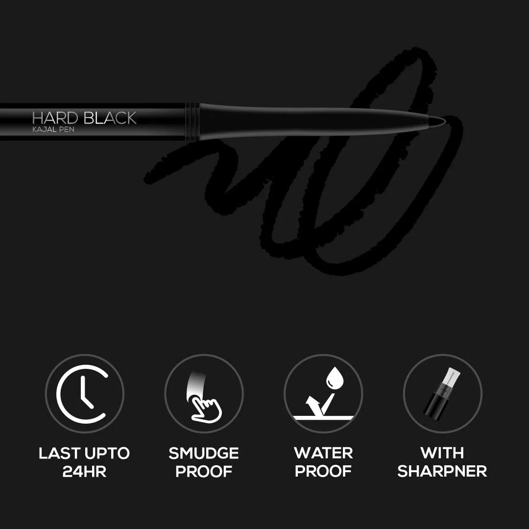 RENEE Hard Black Kajal Pen with Sharpener 0.35gm